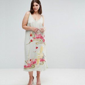 ASOS Curve Floral Embroidered Slip Dress, Sz 24